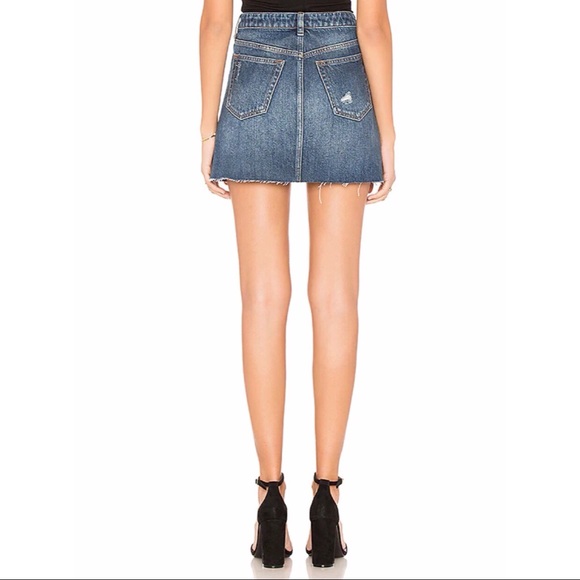 Like New Free People Denim A-Line Mini Skirt in Dark Denim - Picture 3 of 11